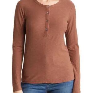 James Perse Cocoa Henley Shirt, Size 1